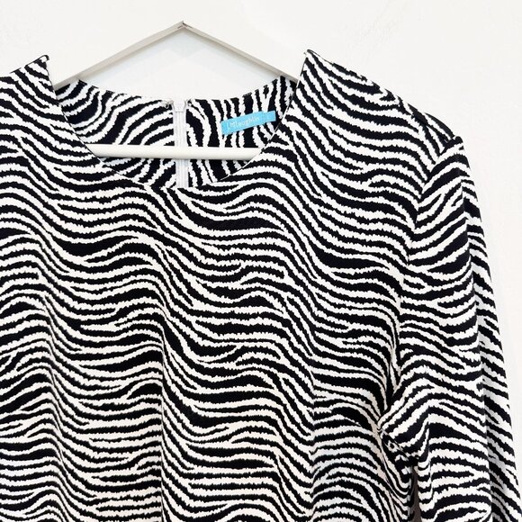 J. McLaughlin Catalina Cloth Zebra Print Flare Sleeve Knee Length Dress Large - Picture 2 of 8